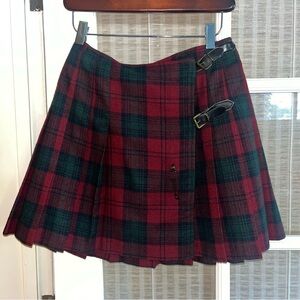 The Limited Red and Green Plaid tartan kilt Mini Skirt with buckles